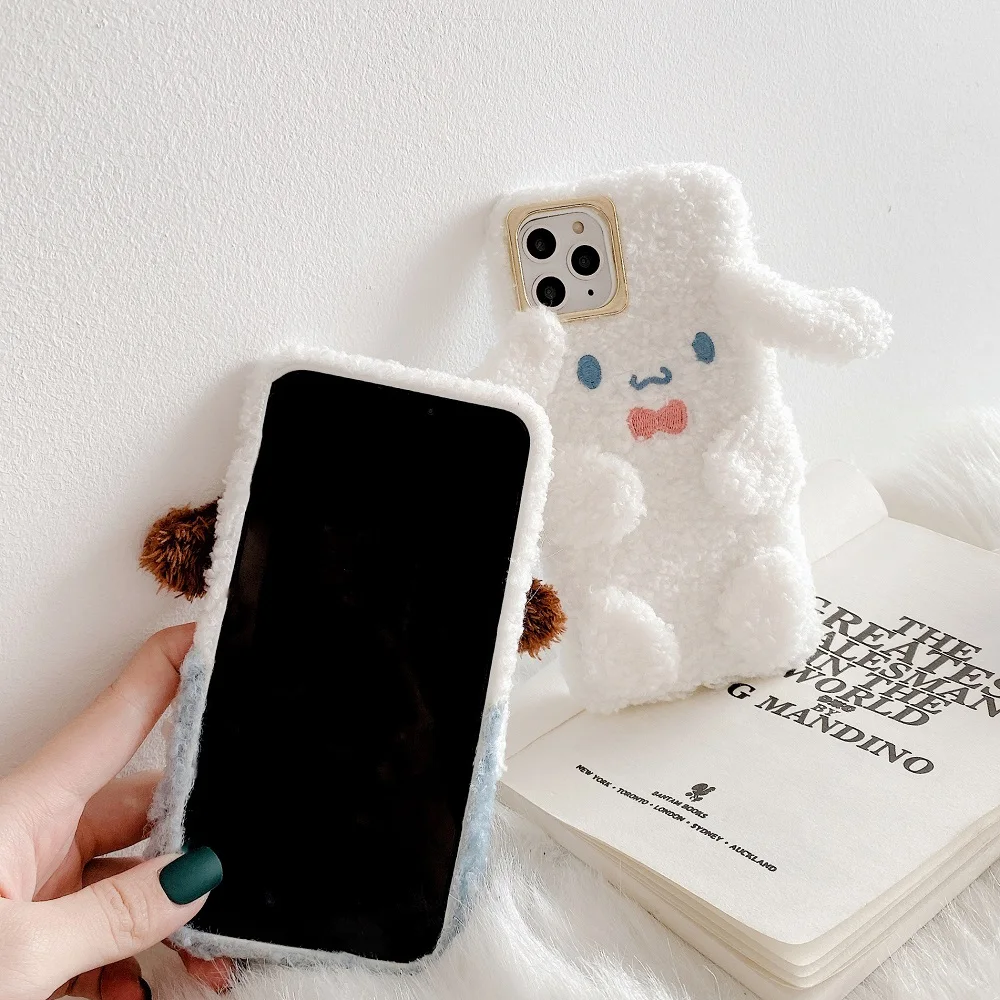 Baby PUDDING toy Cartoon Plush case For iphone 11 Pro Max XS X XR 7 8 plus cases Cinnamoroll dog Doll soft silicon phone cover |