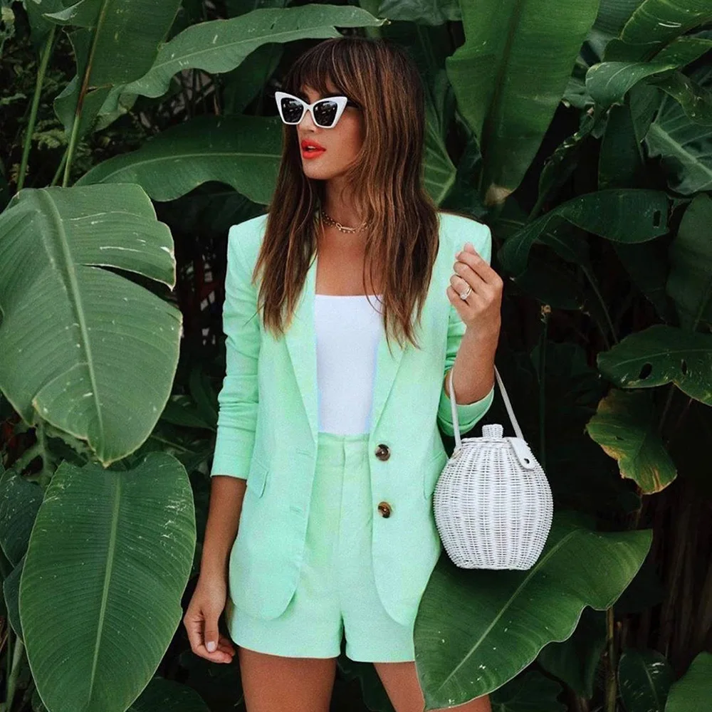 Женский костюм Блейзер шорты комплект одежды пиджак и элегантный из двух