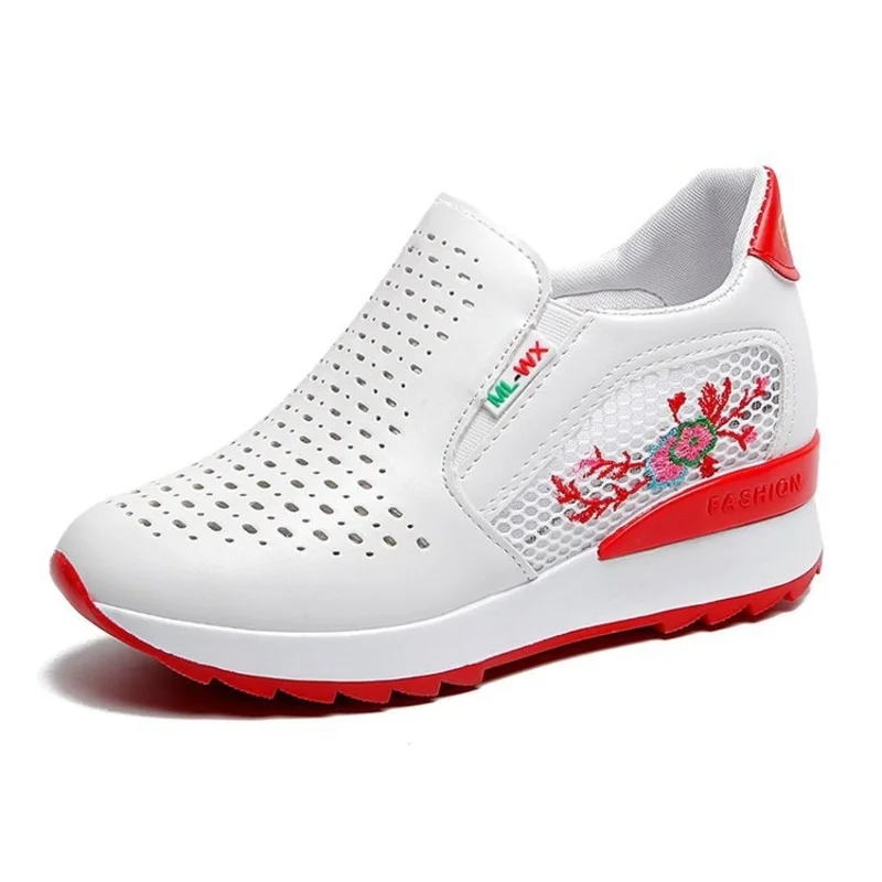 

Women's 2021 Summer New Flat Shoes Embroidered Hollow Out Breathable Women's Tennis Shoes