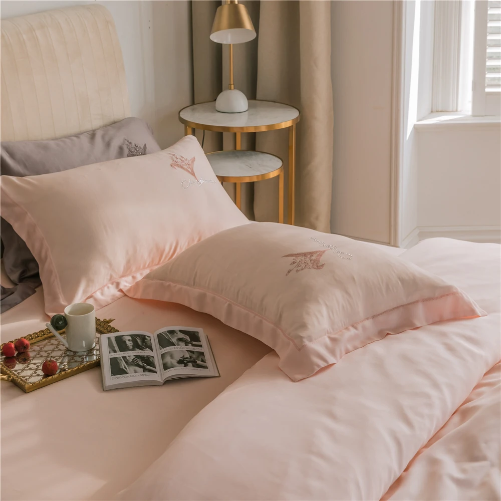 Beste Naughty Licht Roze 4 Stuk Beddengoed Sets Tencel Lyocell Zijdezacht Kussensloop Dekbedovertrek Laken Delicate Hot Boren Orchidee