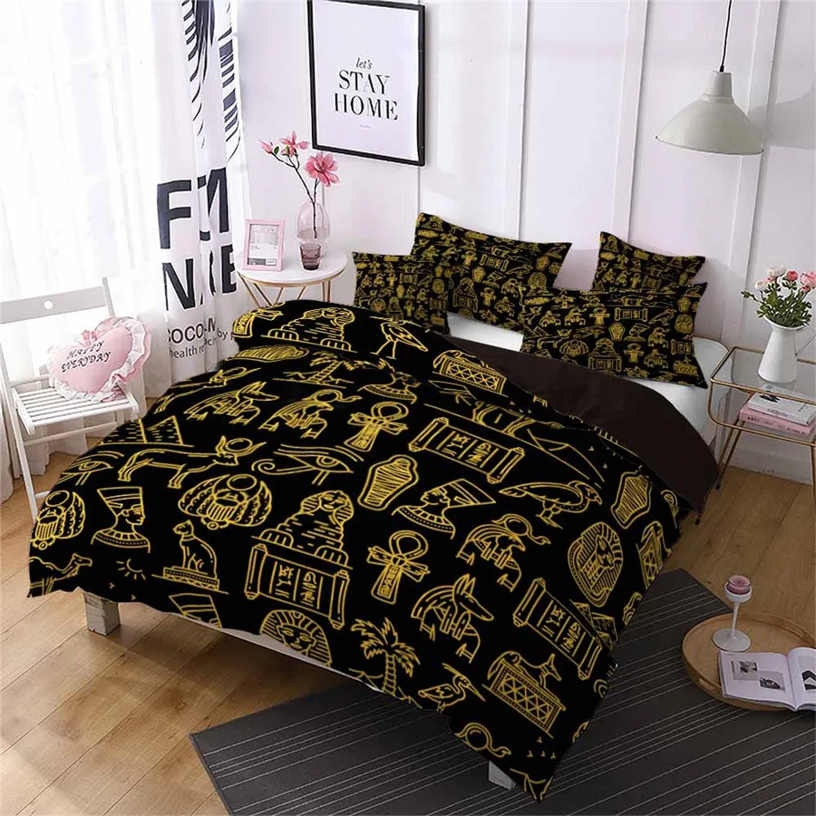 HELENGILI 3D Постельное белье Древнего Египта печати пододеяльник набор Bedcloth с