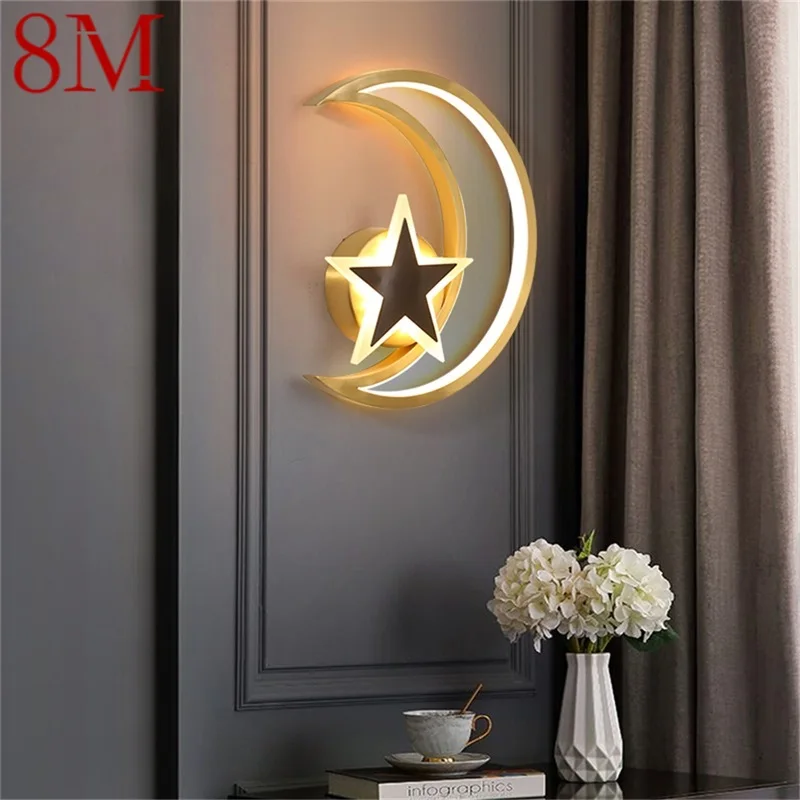 

8M Nordic Wall Lights Brass Sconces Contemporary Creative Moon Star LED Lamp Indoor For Home