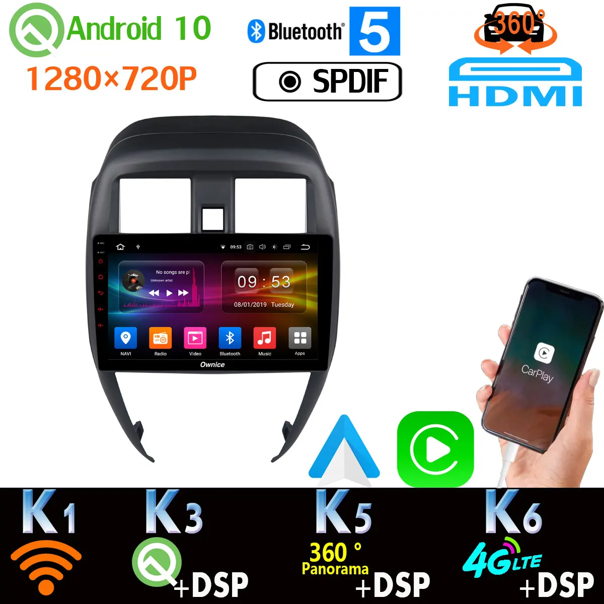 1280*720P Android 10 PX6 автомобильный радиоприемник с навигацией GPS для Nissan Sunny 2014-2016 CarPlay 360