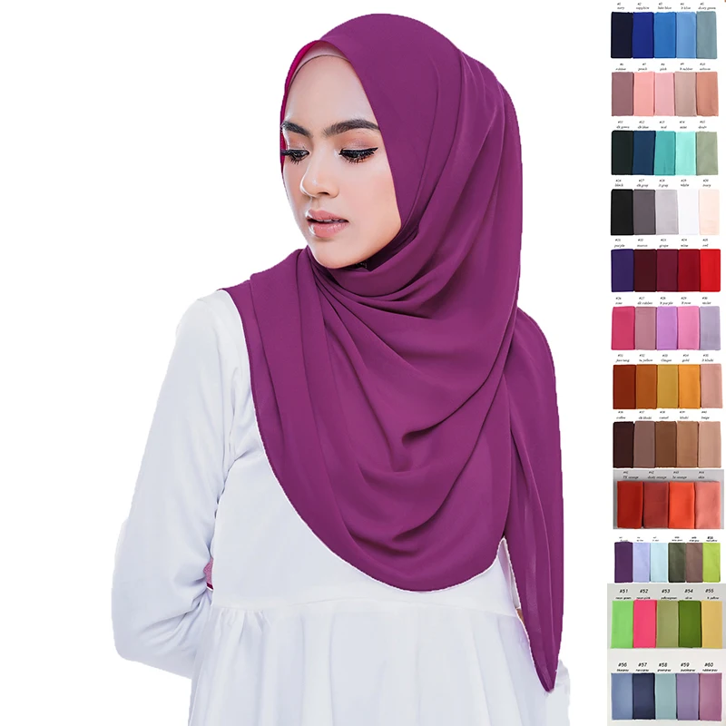 10 шт./лот оптовая продажа шифоновый шарф шали два лица хиджаб мусульманские