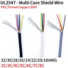 Экранированный провод 25 м, сигнальный кабель 32, 30, 28, 26, 24, 22, 20, 18 AWG, канал аудио 2, 3, 4, 5, 6, 8-жильный, UL2547, провода управления для наушников, медь