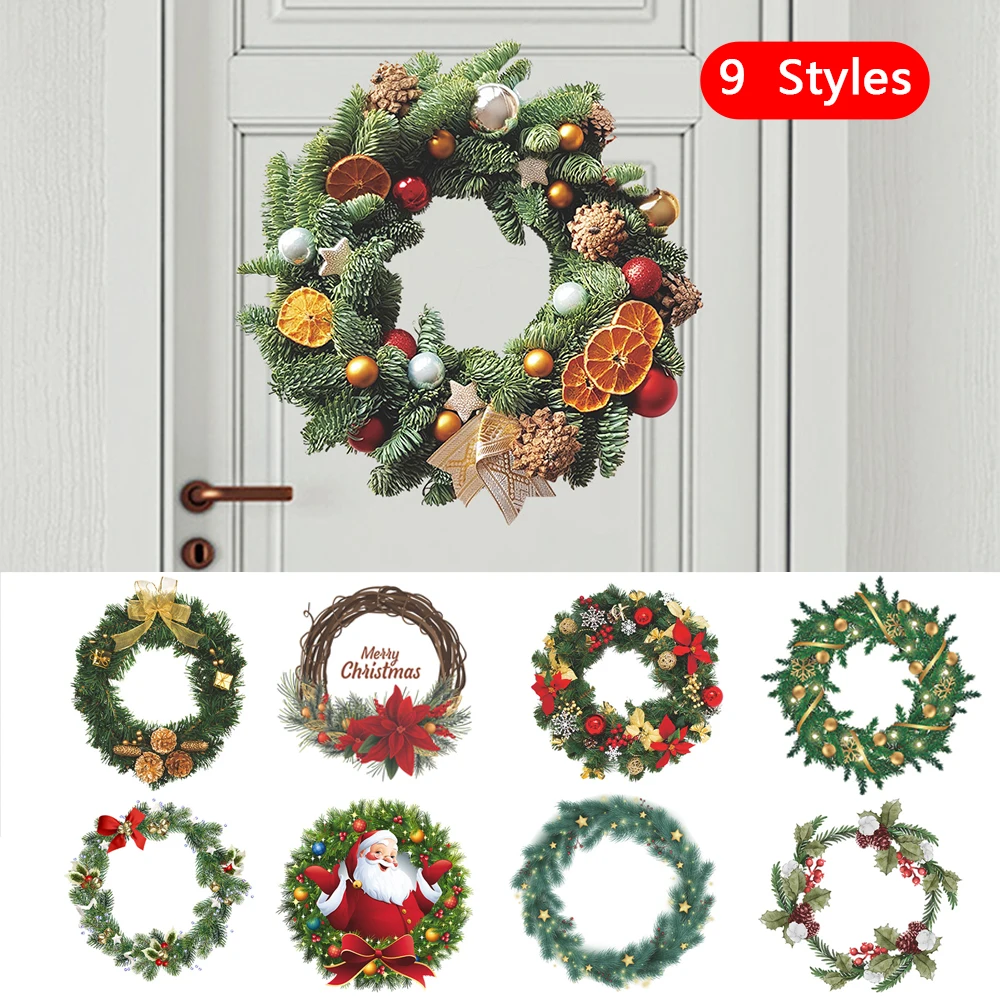 

Christmas Stickers Door Beautiful 9 Styles Garland Stickers Novel Christmas PVC