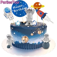 3pcs astronaut cake topper space universe planet series cake toppers birthday party dessert props festive decorating