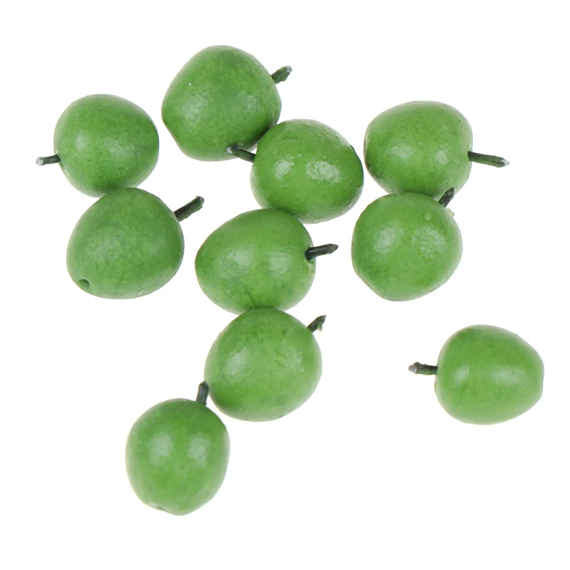 

10Pcs 1/12 doll house miniature accessories mini resin green apple simulation fruit model toy doll house decoration FD