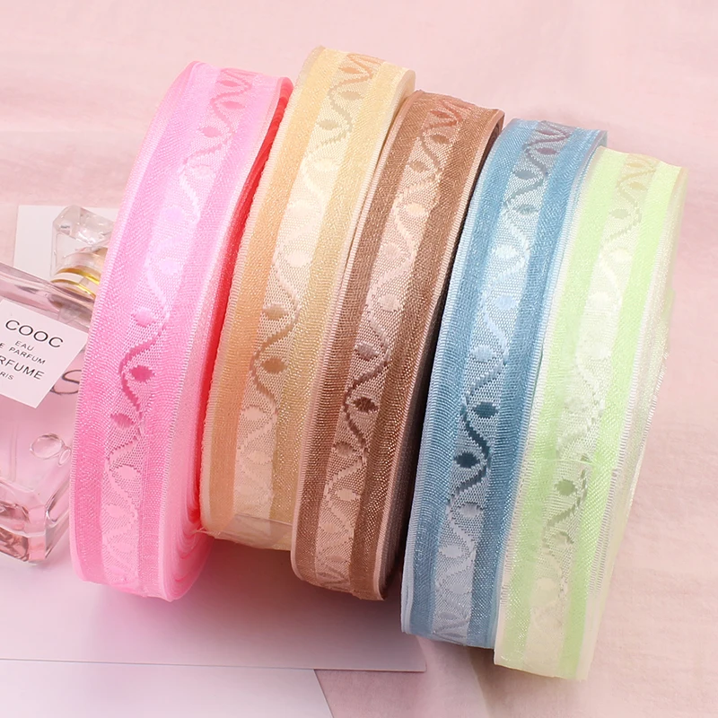

(50 Yards) 3/4" 2cm 20mm Jacquard Organza Ribbon Gift Box Wrapping Flower Decoration Ribbon Wedding Party Crafts Tapes #241043