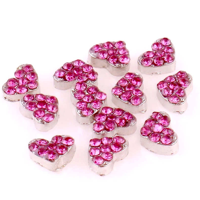 20 шт./лот Хрустальные Плавающие Подвески в форме сердца стеклянный медальон