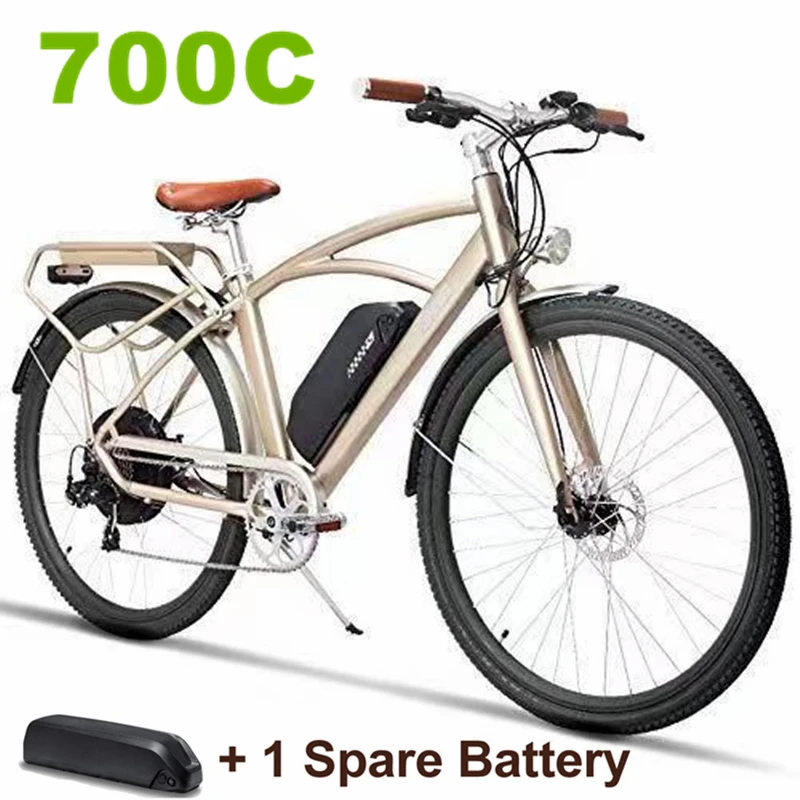 700C Golden Plus Электрический велосипед COMET 700C 48 В 13Ah 400 Вт высокоскоростной Электрический велосипед с 5 уровнями педалей для увеличения выносливости в стиле ретро - Цвет: 700C Golden Plus