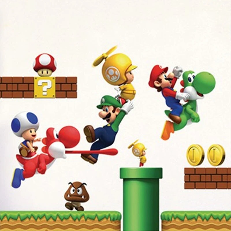 Детские игры постер наклейки супер забавные Mario Bros аниме 3d Виниловые Наклейки на