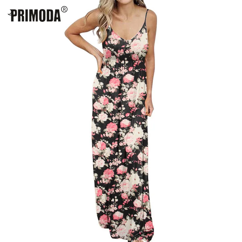 Женское богемное длинное платье макси с цветочным принтом летний женский