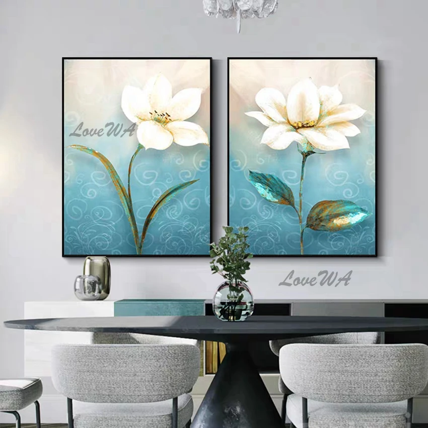 Без рамки ручная роспись абстрактный 3 шт цветок картина маслом холст