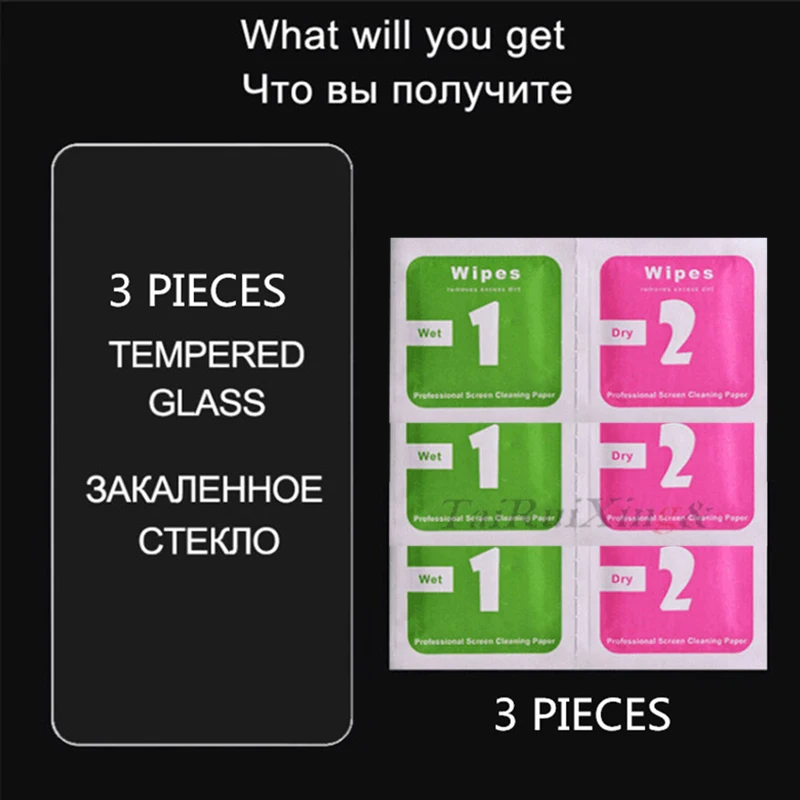 

3PCS 9H Anti-Burst Protective Glass On The For Huawei Honor 8C HD Tempered Screen Protector For Huawei Y7 Prime 2019 Glass