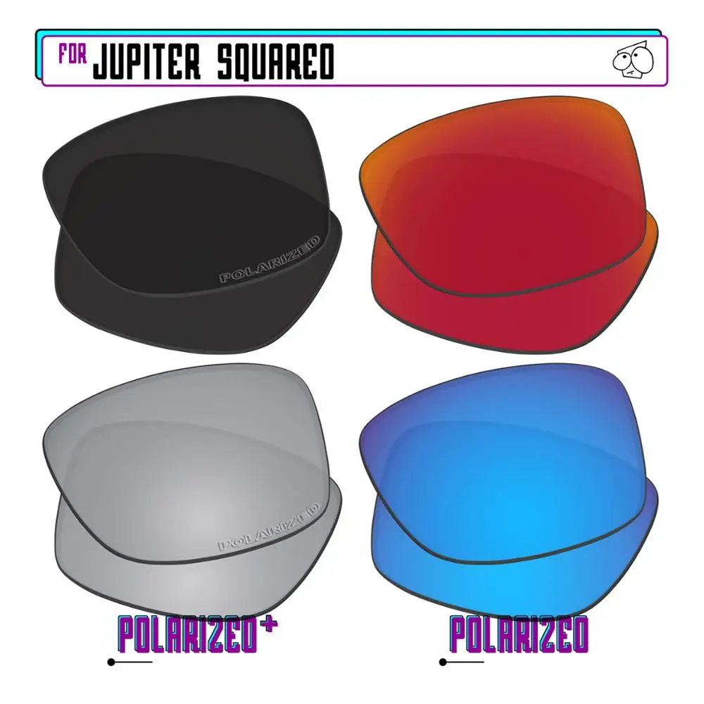EZReplace Polarized Replacement Lenses for - Oakley Jupiter Squared Sunglasses - BkSrP Plus-RedBlueP