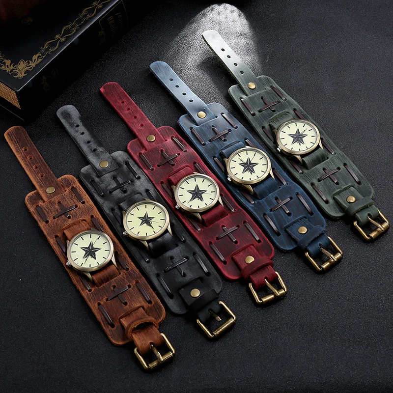 

New Arrival Belt Strap Genuine Leather Watch Punk Retro Vintage Wide Wrap Men Bracelet For Women Jewelry Freely Shipping