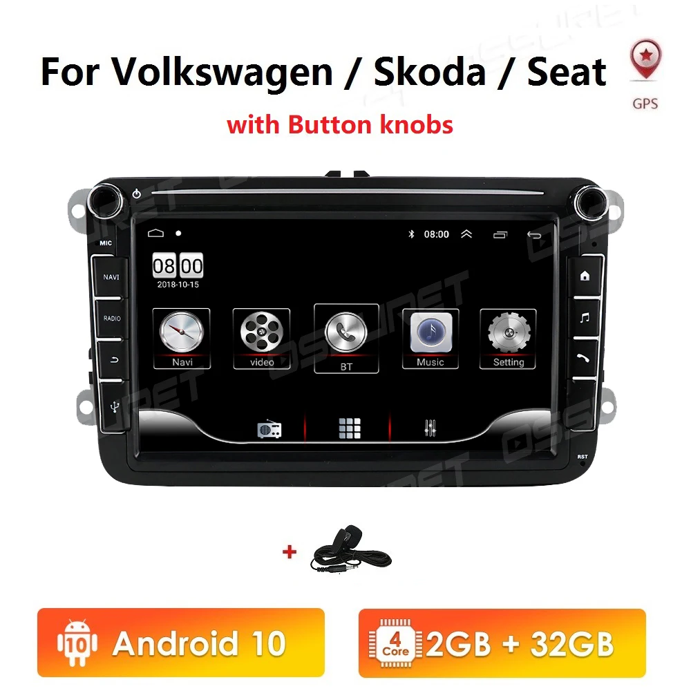 8 Inch Android 10 2Din Car GPS for VW / Volkswagen Golf Polo Tiguan Passat B7 B6 Leon Skoda Octavia Radio Multimedia Player