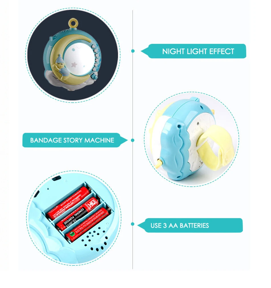 0-12 Months Baby Rattle Infant Crib Mobile Rotating Bed Bell Music And Sky Stars Projection Infant Sleep Early Learning Kids Toy