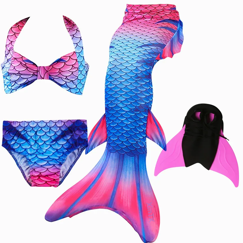swimsuit with fin Новые модные плавательные хвосты русалки для детей, летняя пляжная одежда для девочек, купальные костюмы, костюм русалки - Цвет: swimsuit with fin