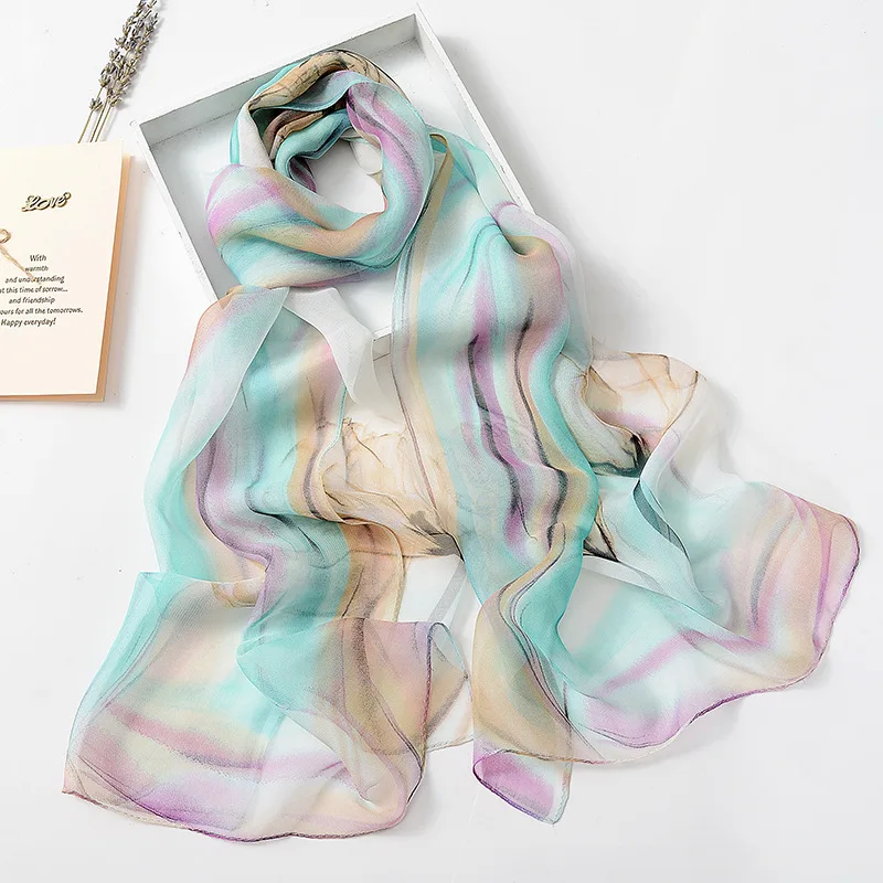 

2021 New Chiffon Fabric Scarf Women 160*50 Spring Summer Georgette Scarves Shawl Foulard En Soie All-match Bandana Wholesale