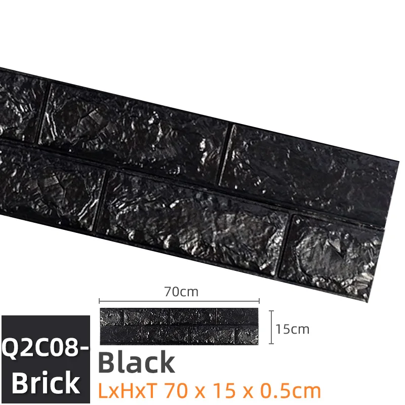 QC08-Brick-Black7015 Kaguyahime Самоклеящиеся 3D наклейки на стену водонепроницаемые DIY Пена кирпичная настенная бумага ТВ фон Декор мраморная настенная бумага красочный кирпич - Цвет: QC08-Brick-Black7015