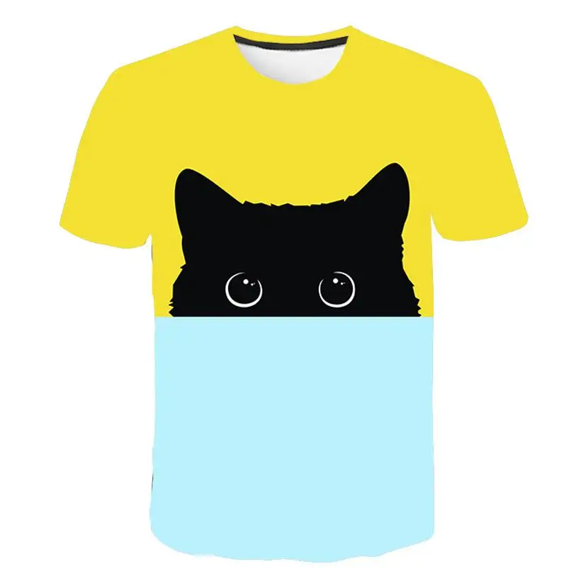 

New 3D printing animal cat T-shirt ladies men children T-shirt casual fashion high-quality clothing T-shirt short sleeves
