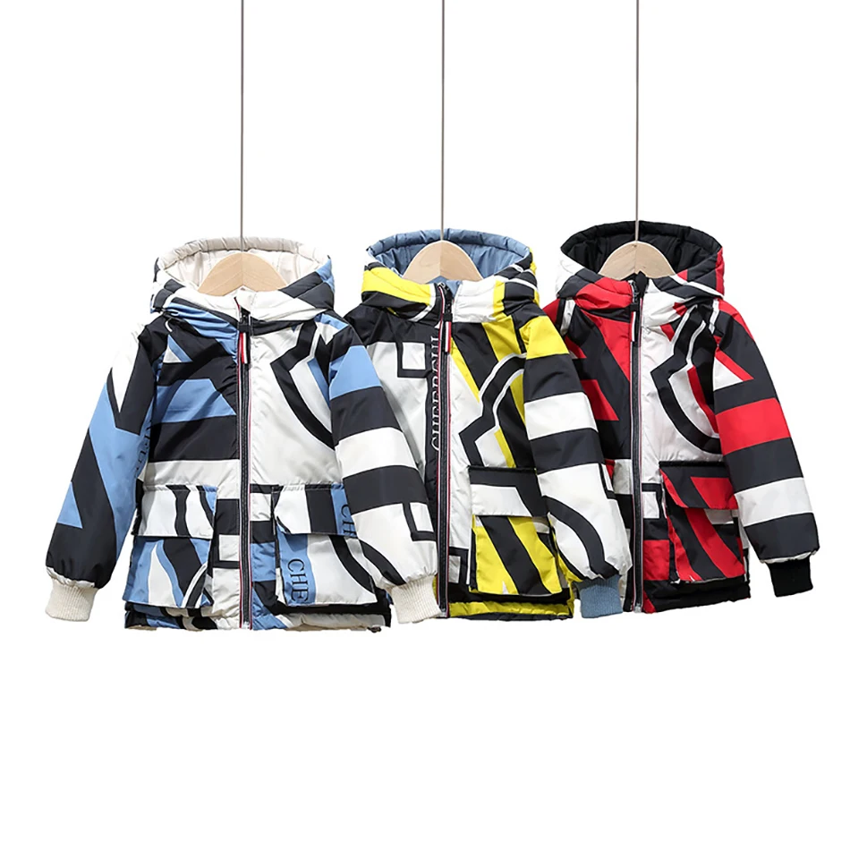 2020 Kids Winter Coats Double-Sided Down Jacket Hooded White Duck Parkas Camouflage Boys And Girls Korean Cartoon Coat | Детская одежда