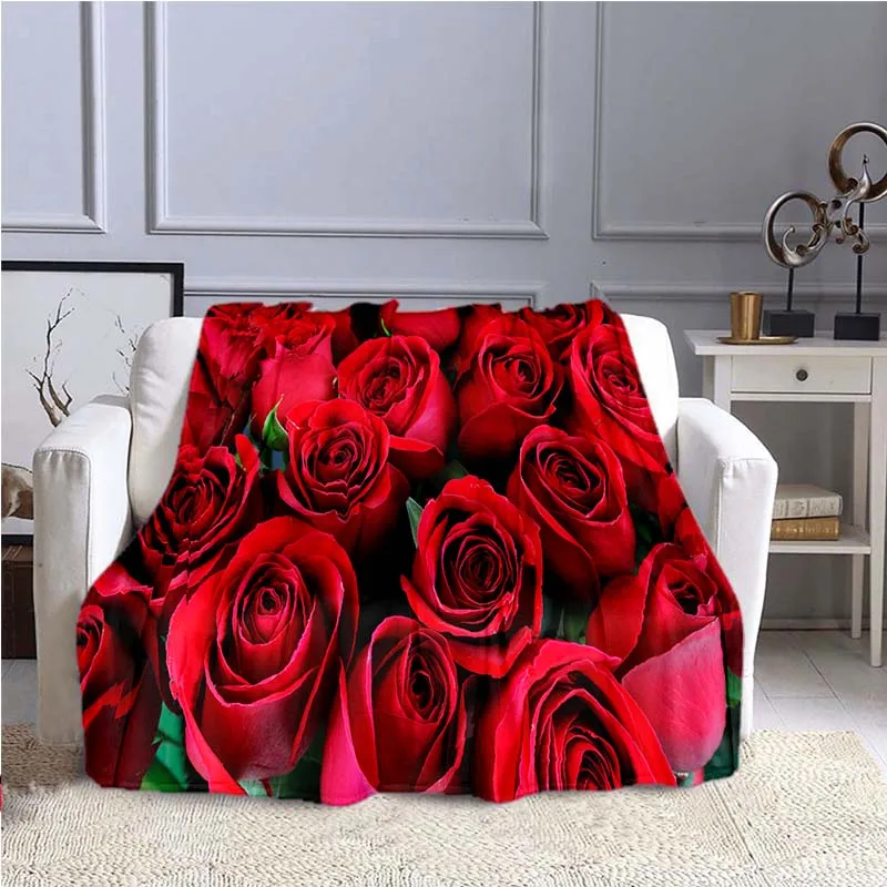 

Rose Flower Pattern Blanket Sofa Blankets for Beds Super Soft Warm Blanket Cover Flannel Throw Blanket Flannel Blanket