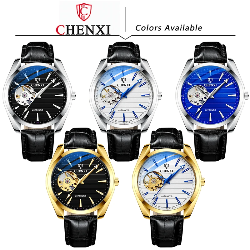 

2021 CHENXI New Luxury Men Mechanical Wristwatch Genuine Leather Strap Tourbillon Automatic Watch For Men Relogio Masculino