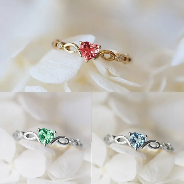 

Europe & American original design 925 silver heart-shaped colorful zircon ring for women Engagement & marriage DIY jewelry gifts