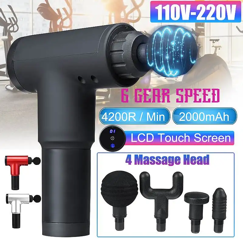 

2000mAh High Frequency Massage Gun Muscle Relax Body Relaxation Electric Massager With Portable Bag Therapy Gun For Fitness