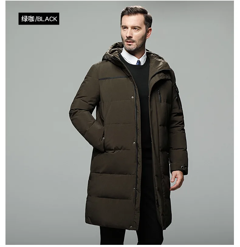 High Quality Winter Jacket Men Smart Business Casual Hooded Long Down Jacket Male Plus Size Thick Warm Winter Coats Clothes