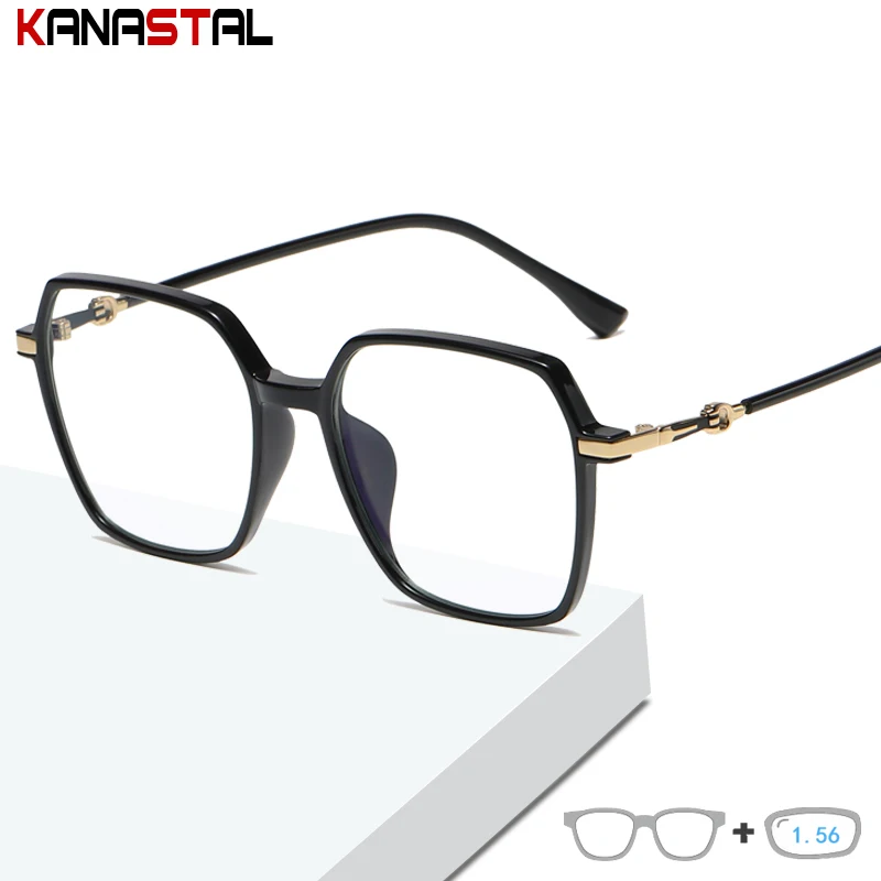 

Women Blue Light Blocking Glasses Men Eyeglasses Frame TR90 Large Frame Prescription Computer Eyewear Myopia 1.56 Bicolor Leg