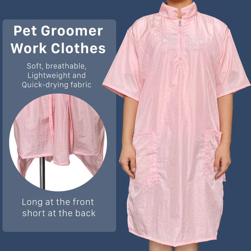 

Pet Groomer Work Clothes Pet Shop Dog Cat Bath Quick-drying Work Clothes Anti-static Beautician Salon Breathable Apron G0702