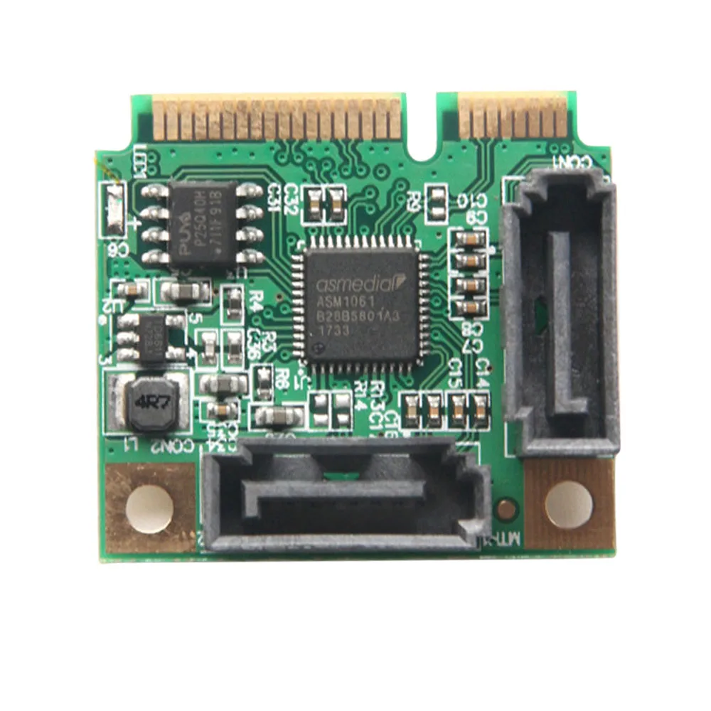 

Mini PCI-E to SATA Extension Card 2 Ports Add On Cards High Speed Mini PCI Express Adapter Converter Hard Drive Card