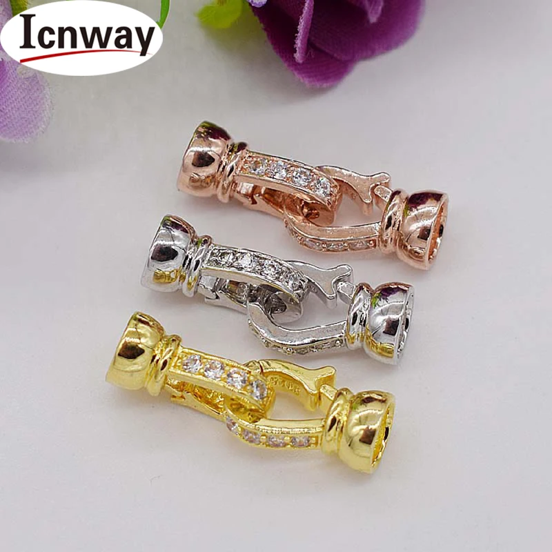 

3pcs Rhinestone inlay Gold&silver Plated Clasps 2cm For DIY bracelet necklace Free shipping wholesale