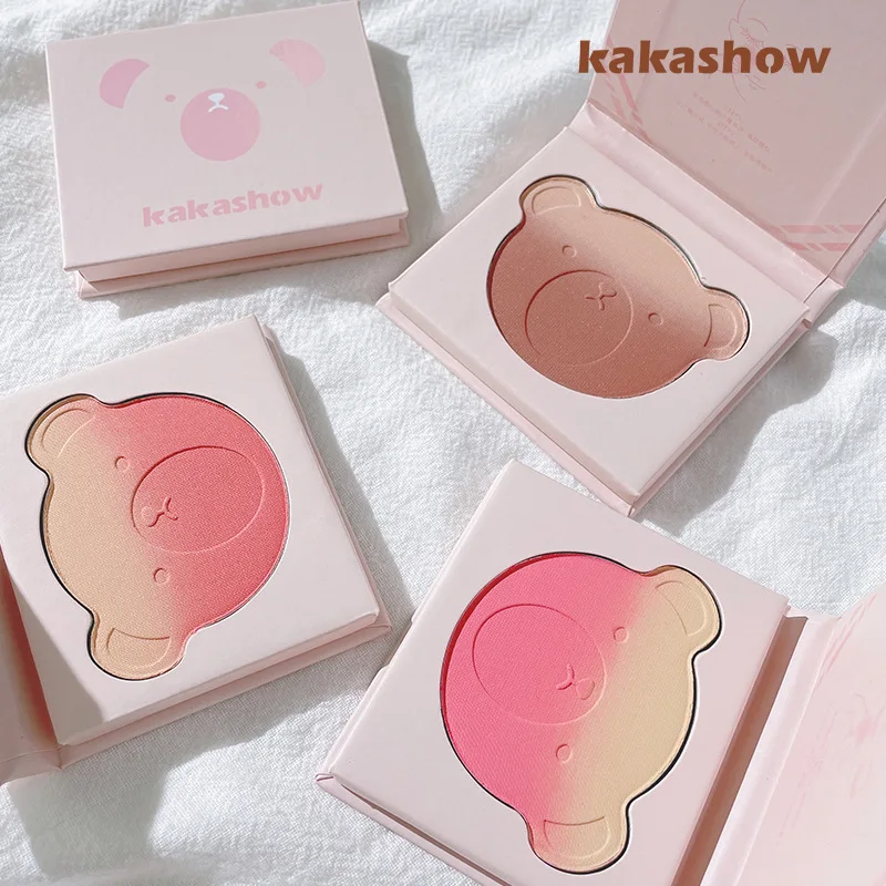 

Cute Bear Double Gradient Color Blush Palette Matte Pearly Shiny Highlighter Multifunctional Face Makeup Female Cosmetics