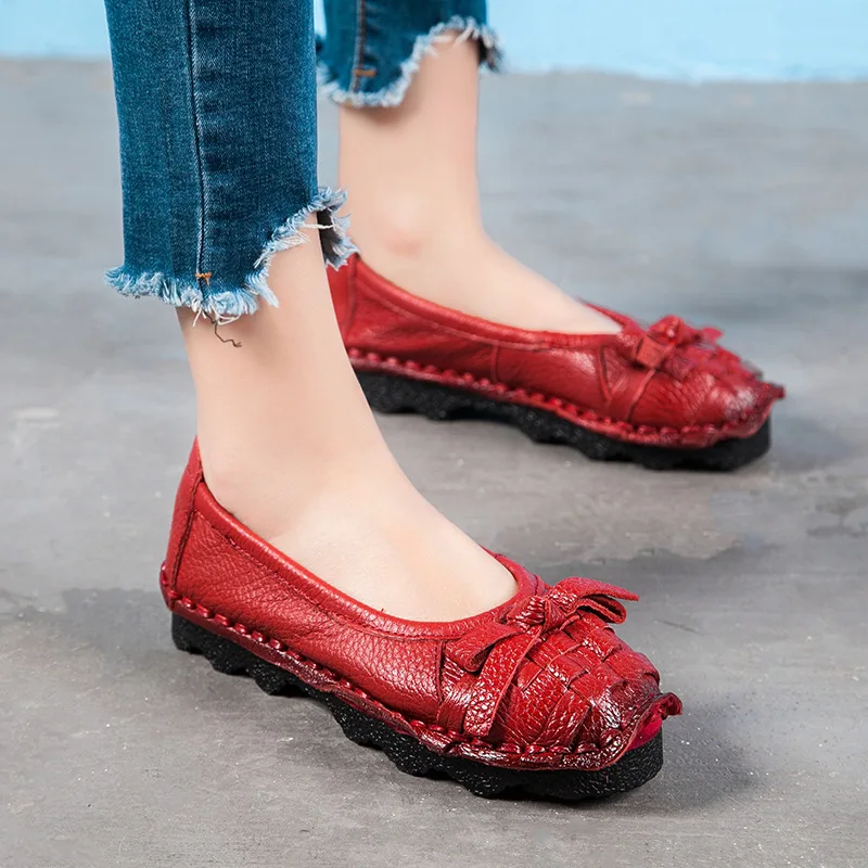 

Original handmade shoes comfortable women's shoes genuine leather national style women's round head middle-aged and old people