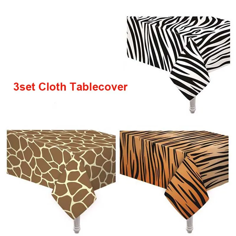 

3set 137x274cm Birthday Jungle Safari Party Cloth Tablecloths Zebra Leopard Tiger Tablecover Baby Shower Birthday Party Supplies