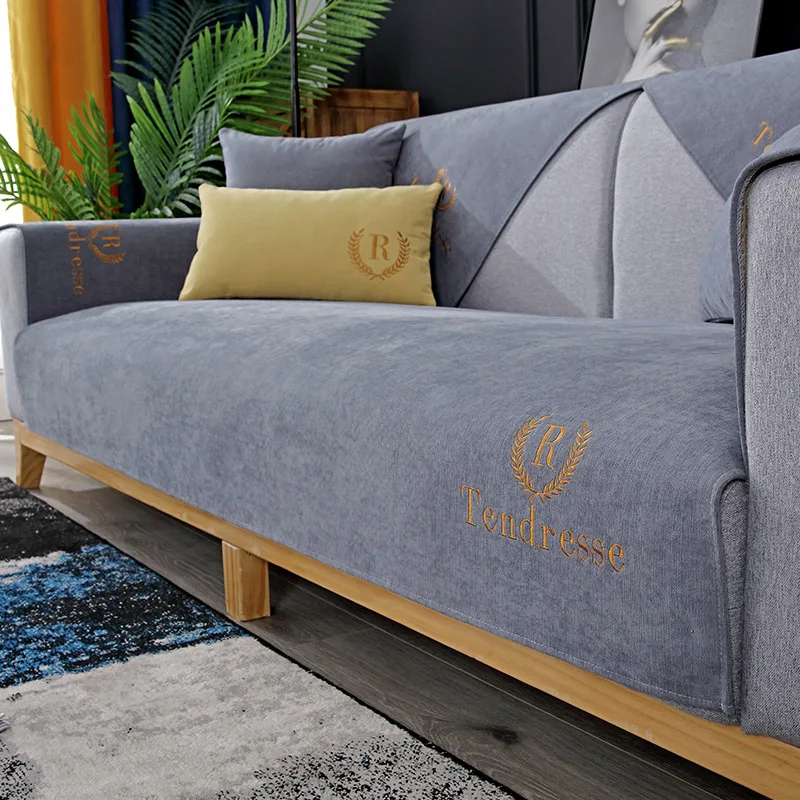 

Non-slip luxury Nordic leather sofa cover towel Chenille sofa cushion Four seasons Customize leather sofa protector slipcover
