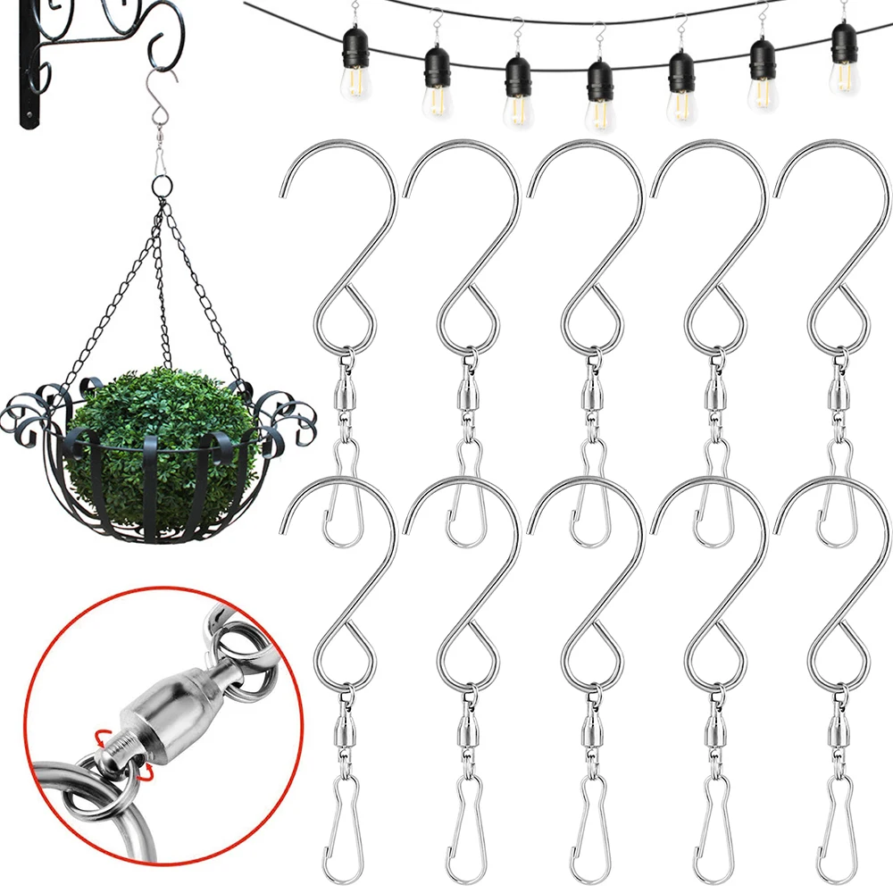 

10 Pcs/pack Swivel Hooks Clips for Hanging Wind Spinners Wind Chimes Crystal Twisters Party Supply Rotating Display S Hooks