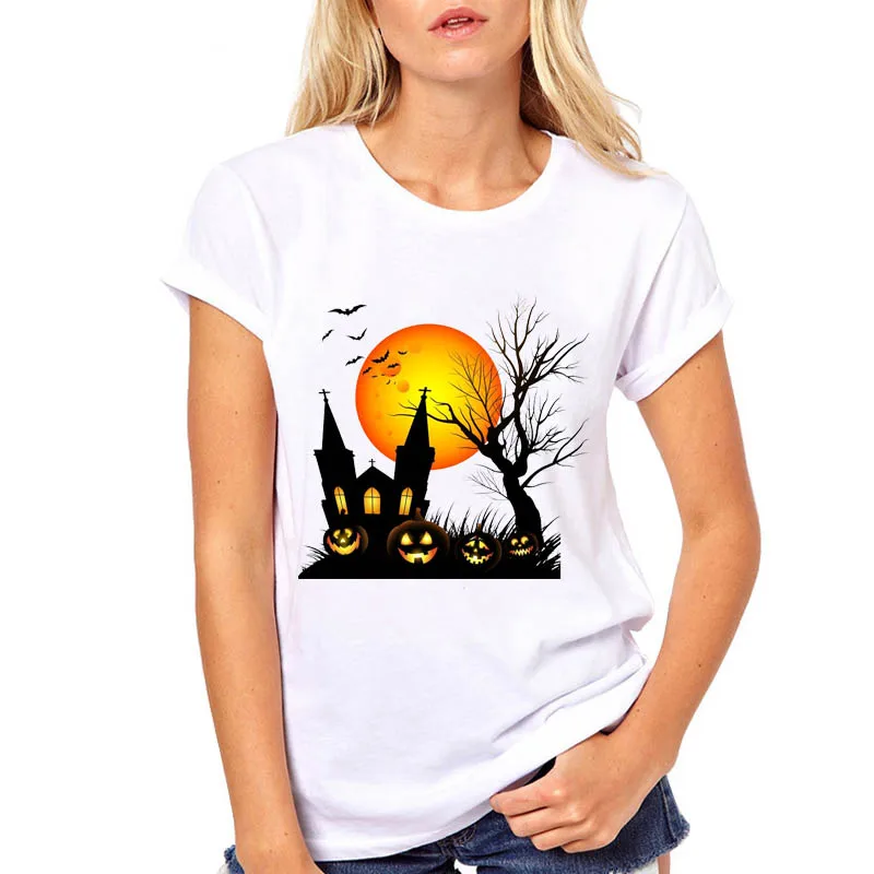 Женская одежда Тыква призрак Забавный принт мультфильм дамы счастливый Хэллоуин