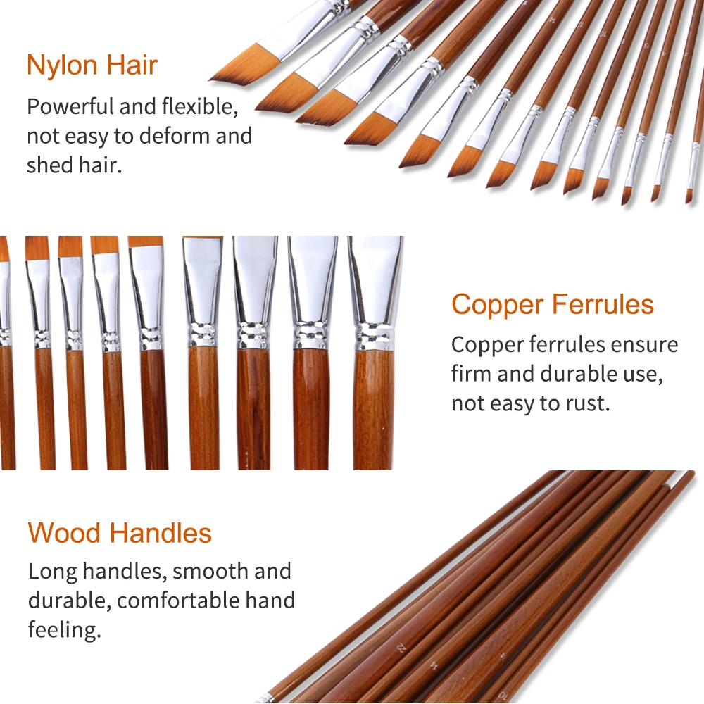 13 шт. Профессиональный набор кистей для рисования с деревянной ручкой нейлон