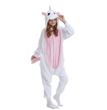 Pink Unicorn Onesie/Детская Пижама кигуруми с единорогом; зимняя Пижама с пандой; Пижама с единорогом для мальчиков и девочек; Фланелевая пижама с животными для костюмированной вечеринки; одежда для сна с капюшоном - Цвет: Pink Unicorn