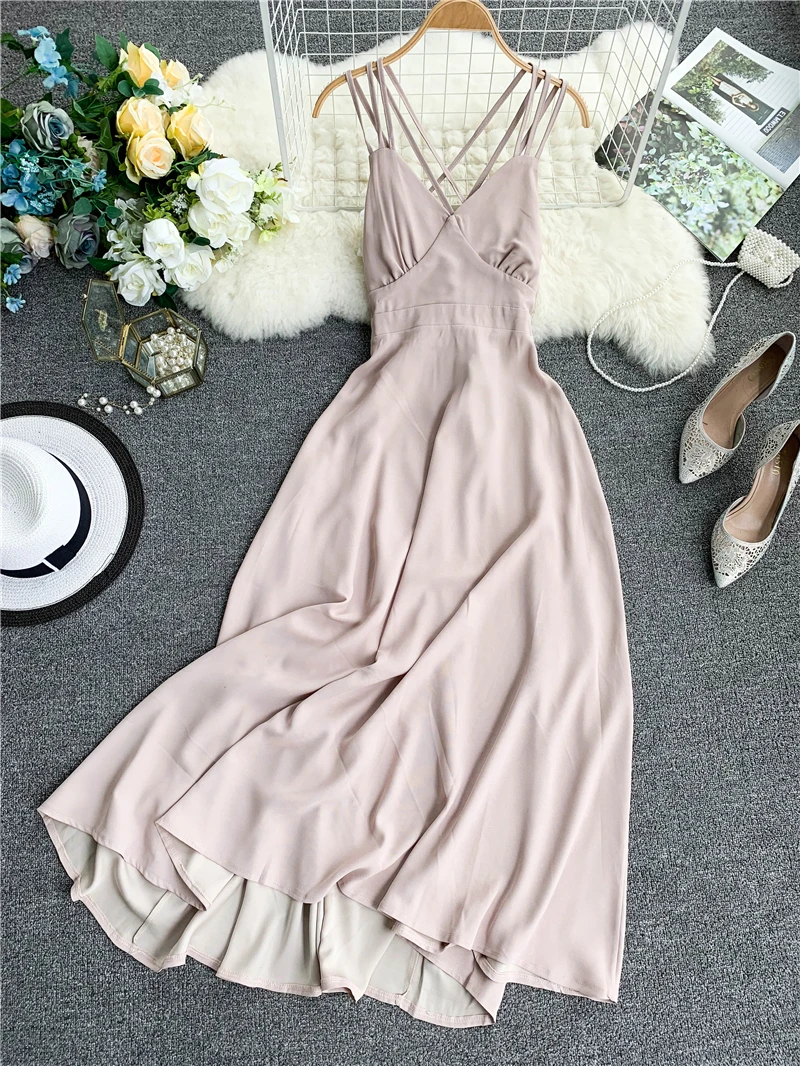 Платье макси на бретелях-спагетти однотонное зеленое винтажное вечервечерние