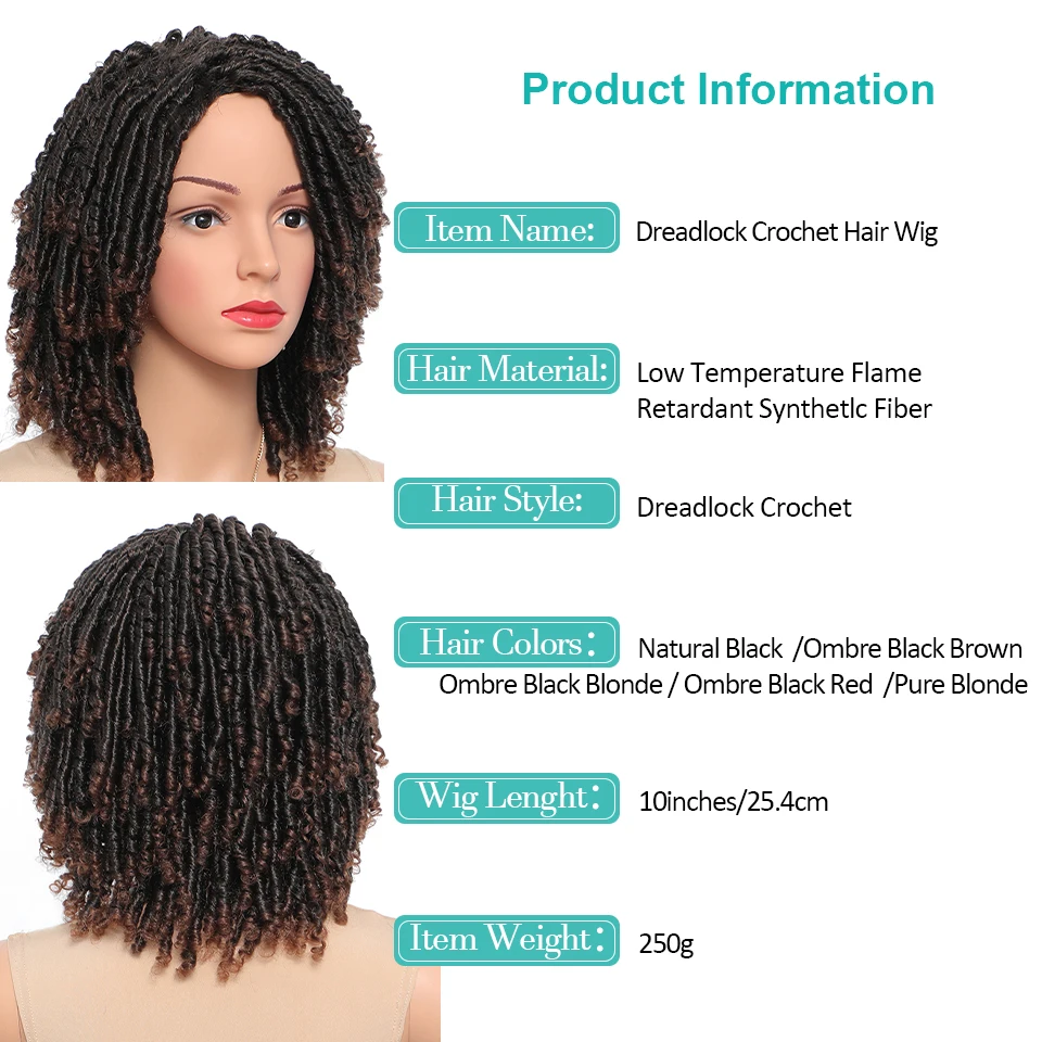 Beaudestiny плетеные парики из искусственных волос короткий дредлоки для увеличения