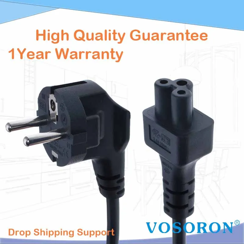 1 фут. Европейский короткий дорожный шнур питания CEE7/7 штекер на гнездо IEC 320 C5 для