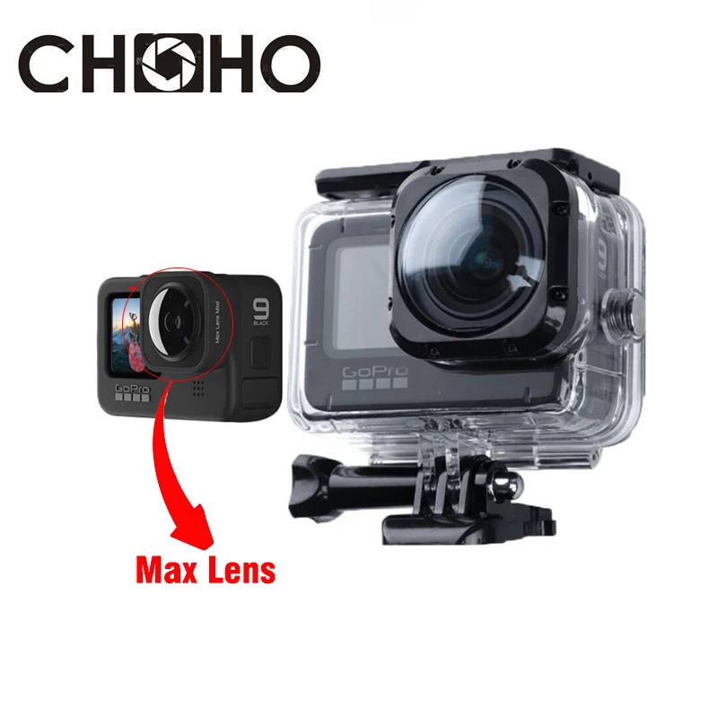 For Gopro 9 10 Accessories Case Waterproof Housing MAX Lens Mod Wide-Angle Big Lente Diving 40M Protective Shell For Go pro Hero