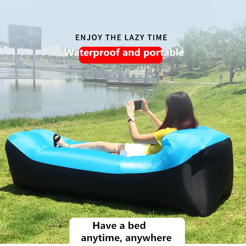 Lazy Pillow Waterproof Inflatable Sofa Portable outdoor beach air sofa bed Sleeping bag Oxford cloth 240*70cm | Мебель